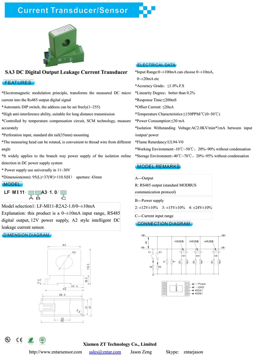 SA3 Digital Output DC Leakage Current Sensor